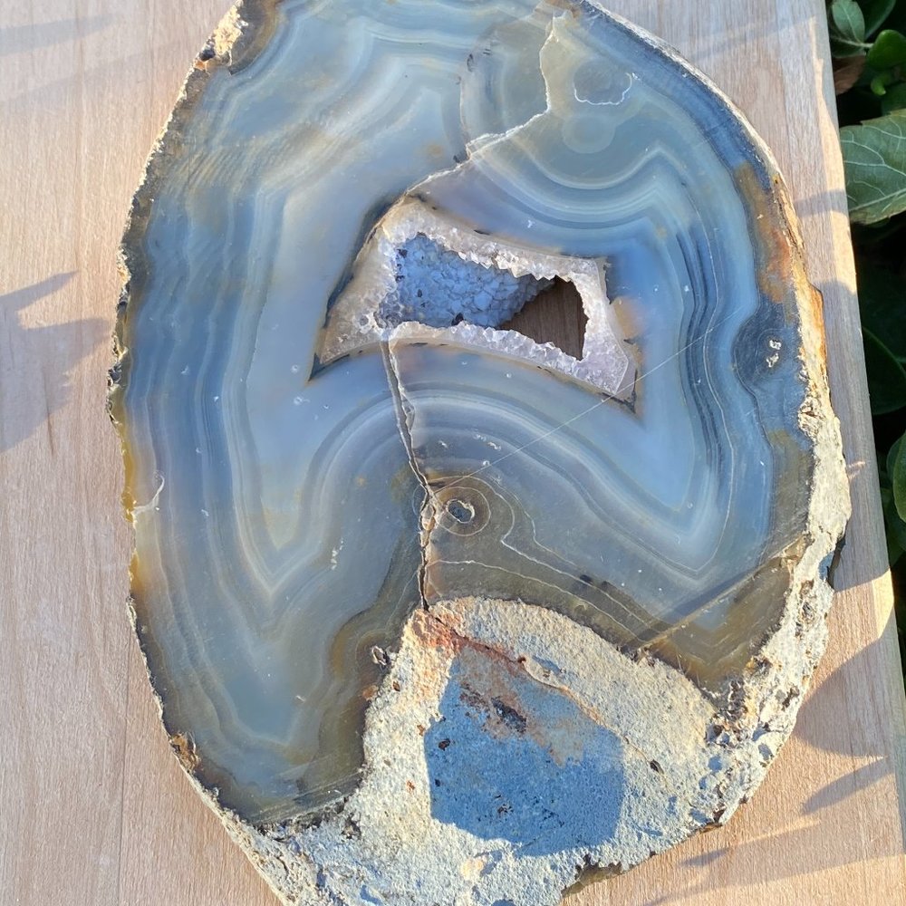 4" Unique Thick Large Druzy Blue Agate Slice - Picture 9 of 11